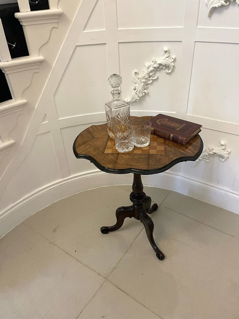 Antique Victorian Quality Burr Walnut Chess Table - Image 7